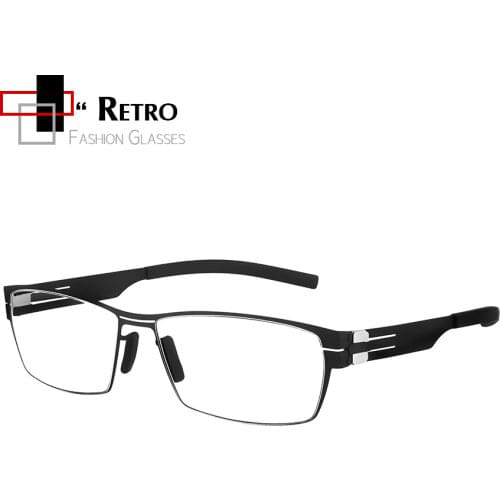 2021 High Quality Square Eyewear Frames Screwless Optical Prescription Glasses Frames Men Myopia Eyeglasses Business Spectacles