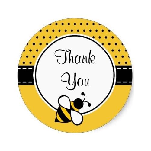 3.8cm Bee Thank You Stickers
