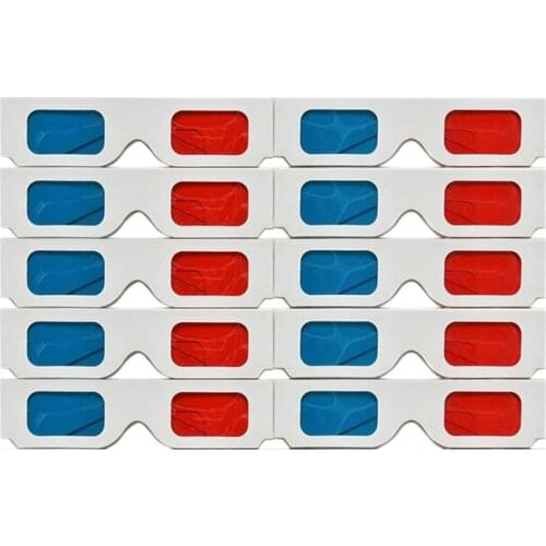3D Glasses, 10 Pairs Red and Blue Paper Stereo Lenses for Movies Set Anaglyph Paper 3D Glasses