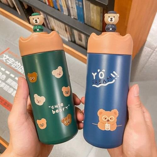 Creativity 3D Bear Thermos Cup 304 Stainless Steel Water Bottle Cartoon Thermos Student Water Cup With Tea Drain Filter Tea Mug