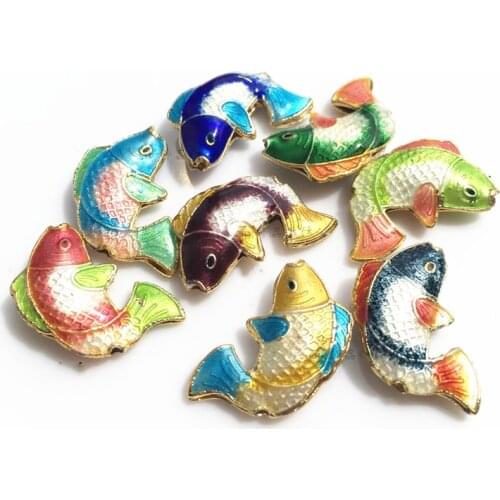 5pcs Colorful Enamel Lucky Koi Fish Beads DIY Cloisonne Copper Accessories Jewelry Making Findings Necklace Earrings Bracelets