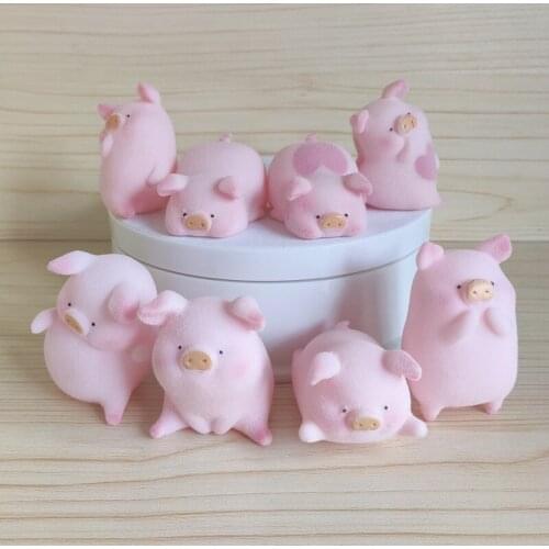 8pcs/set Kawaii LULU Pig Cicistory Cute Ornaments Blind Box Pig Car Desktop Decoration Accessories Childrens Toys Gifts Y411