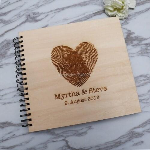 Rustic Personalised Wooden photo album with heart,Personalised wedding guest book,Romantic Photo Album