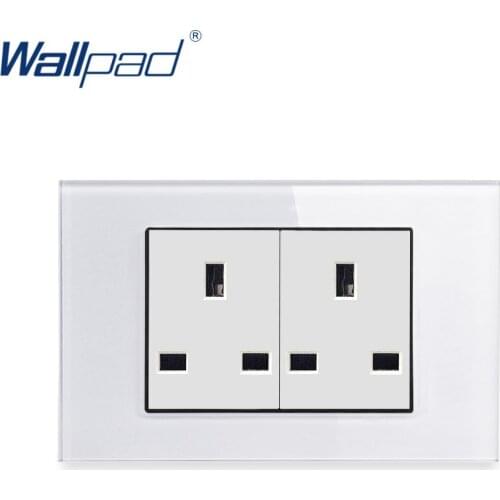 6 Pin UK 13A Socket Wallpad Luxury Tempered Glass Panel Electric Wall Power Socket Electrical Outlets For Home 13A AC 110-250V