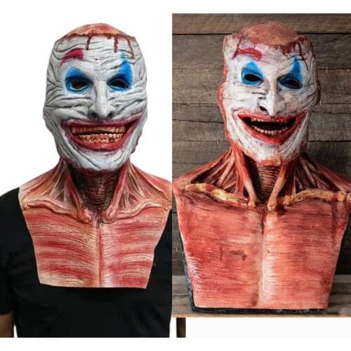 Halloween Double Skin Bloody Skeleton Masks Scary Clown Skull Skeleton Mask Scary Joker Clown Skull Horror Tricky Cosplay Decor