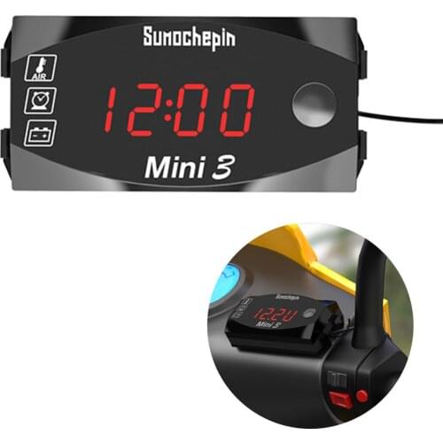 Motorcycle Meter Digital LED Display Thermometer Temperature Thermometer Voltmeter Timer