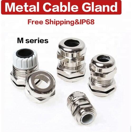 M Series Metal Waterproof Cable Gland Connector IP68 Brass nickel plated Metric Cable M12 M14 M16 M18 for 3-44mm Cable