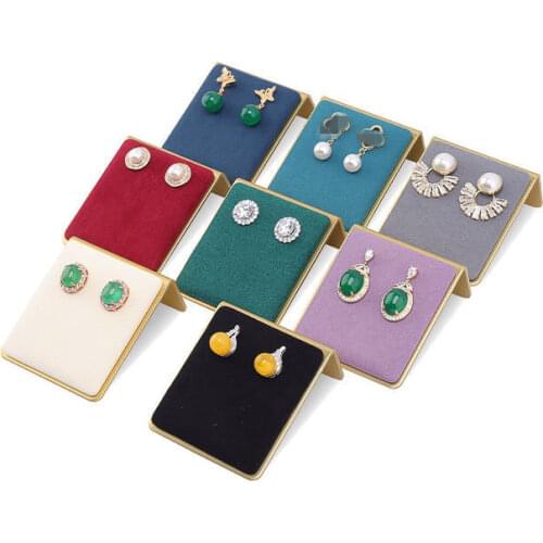 Multi-color Microfiber Earring Holder Fashion Ear Clip Stud Jewelry Display Organizer Stand Copper Metal Earrings Display Rack