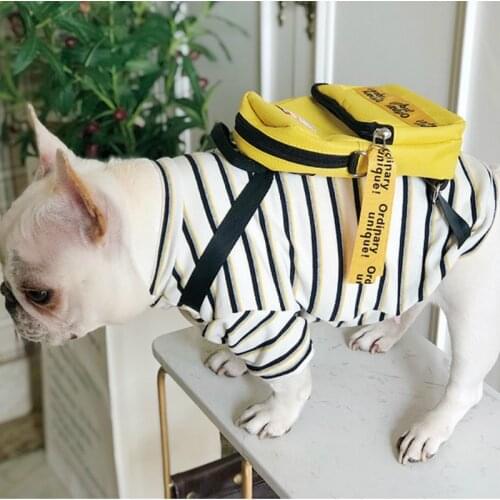 Fashion Pet Dog Clothes Costume for French Bulldog Strap Dog Clothes with Yellow Bag French Bulldog Clothes for Small Dog A165