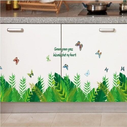 Leave Grass Wall Sticker Boardbase Mural Diy Pastrol Window Artposter Removable Plane Wallpaper For Living Room Home Decals