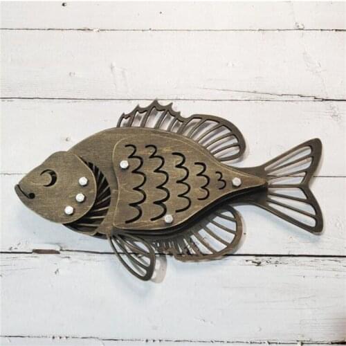 2021 New Wooden Fish Crafts Ornaments Creative Three-Dimensional Structure Home Decoration North American Dog Fish Bream Pendant