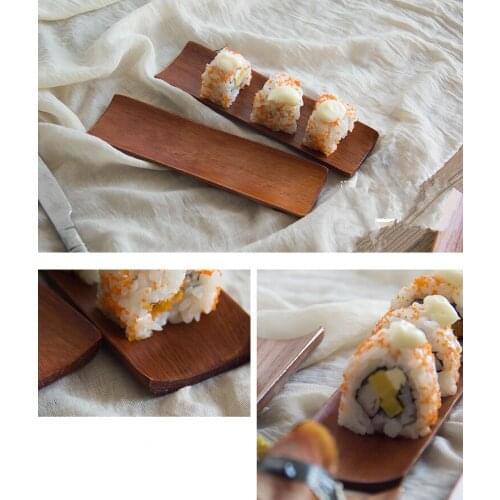 1PC New Wooden Dumplings Sushi Serving Tray Oblong Plate Salad Bread Dishes Kitchen Restaurant Home Supplies MF 025