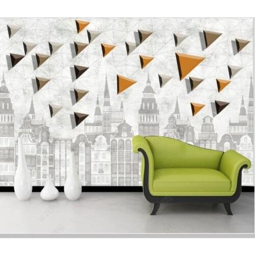 Papel de parede Personality 3D solid geometric city building retro 3d wallpaper mural,living room bedroom wall papers home decor