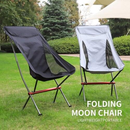 Outdoor Camping Picnic Portable Ultra-Light Fishing Folding Chair Breathable Wear-Resistant Aluminum Alloy Backrest Moon Chair