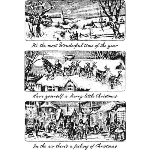Clear Stamps Merry Christmas Santa Claus In Sleigh Elk Winter Snowy Day Gift For DIY Scrapbook Photo Album Craft Card 2021 New