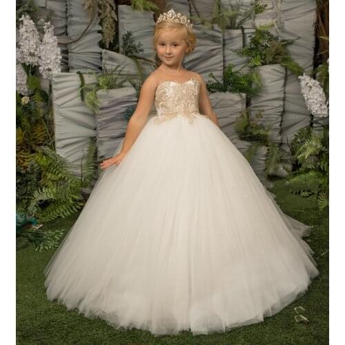 Puffy Flower Girl Dresses Layers Tulle Satin Bow Little Princess Dress Kids First Communion Dresses