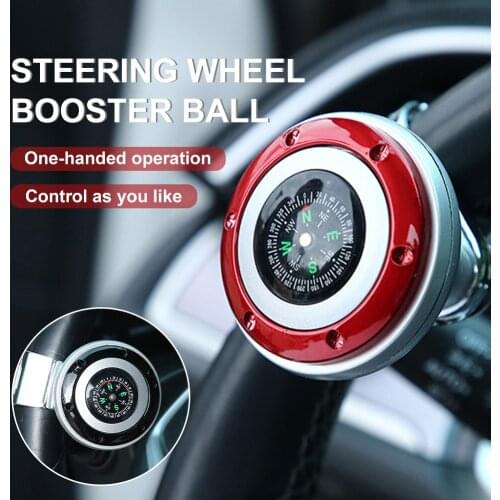 Steering Wheel Spinner Knob with Compass 360-degree Power Handle Ball Booster for Car Vehicle Steering Wheel Auto