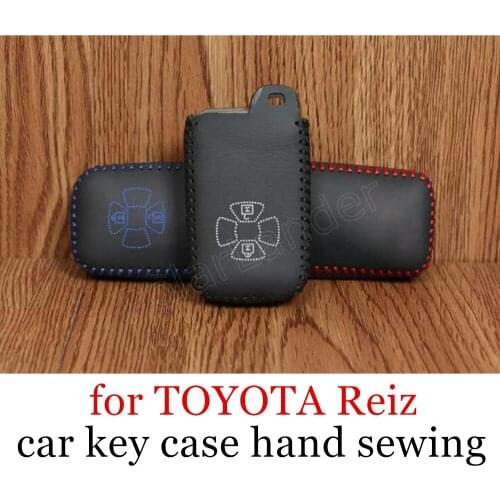 Only Red new style car key case Genuine leather Hand sewing car key cover DIY car styling fit for TOYOTA Reiz