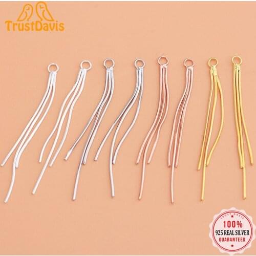 TrustDavis Real 925 Sterling Silver Fashion Tassel Snake Chain Pendant Handmade DIY Accessories Fine Jewelry Wholesale HY055