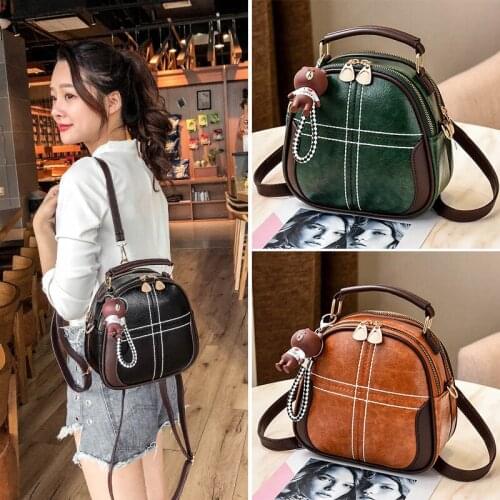 Womens bag 2021 new shoulder bag PU leather solid color Messenger bag fashion handbag small round bag