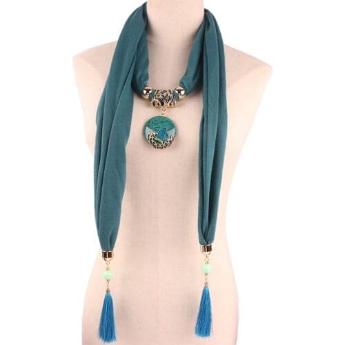 RUNMEIFA Pendants Necklaces Cotton Jewelry Scarf Woman/Ladies New Fashion Vintage Long Tassel Solid Bohemian Style 170*40CM