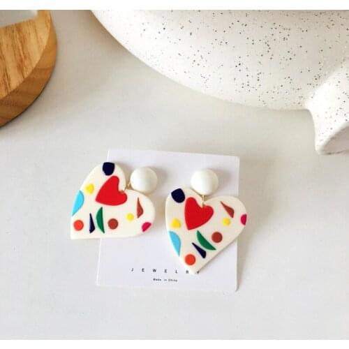 2021 Korean Fashion Personality Multicolor Love Earrings for Women Trend Exaggerated Girl Date Party Resin Earrings Jewelry