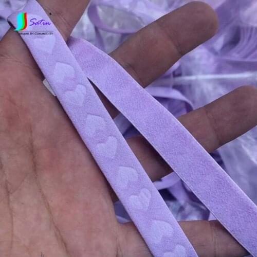 Wholesale DIY Clothes Sewing Decoration Elastic Strap Purple Heart-shaped Embossing 1.3cm Width Women Underwear Bra Elastic Band