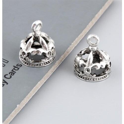 15Pcs Silver Color Imperial Crown Charms Making Princess Pendant Necklaces Handcraft Statement Jewelry Supplies 16X13mm A3316