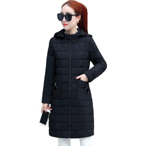 2019 Women Parkas Winter New Ladies Casual Long Coats Woman Jackets Hooded Cotton Padded Parkas Female Warm Coat Outwear R954