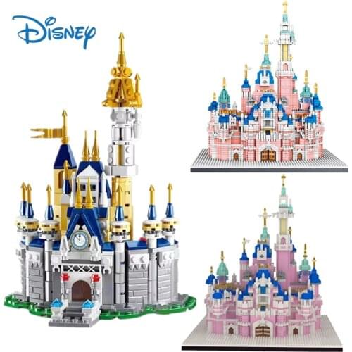 3 styles Disney Architecture Amusement Park Building Blocks Pink Castle 3D Model DIY Mini Diamond Blocks Bricks Toys for