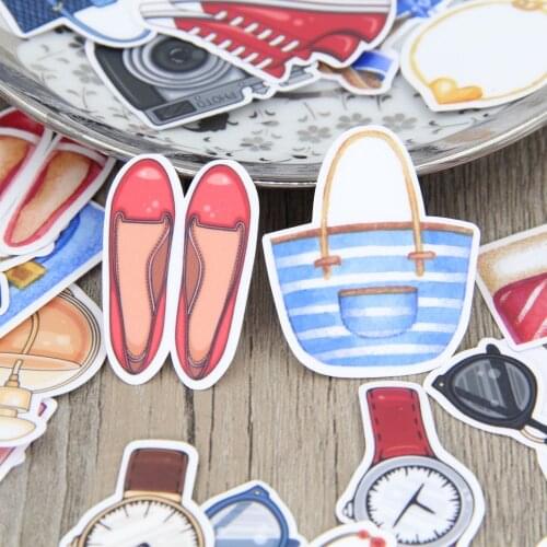 37 pcs Hand-painted fashion girls shoes bags watch bracelet decoration Scrapbooking homemade album album Diary DIY stickers