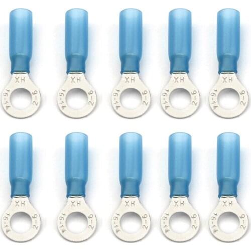 50pcs HRV2-6 Heat Shrink Ring Butt Connectors Copper Crimp Wire Terminals Insulated Electrical Crimp Splice Terminals AWG 14-12