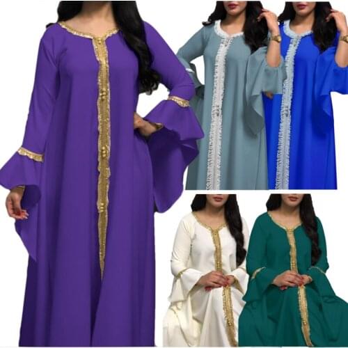 African Woman Ruffled Embroidered Robe Malaysian Dress Ramadan Muslim Female Robe Caftan Islamic Hijab Dress Arab Clothing Gown