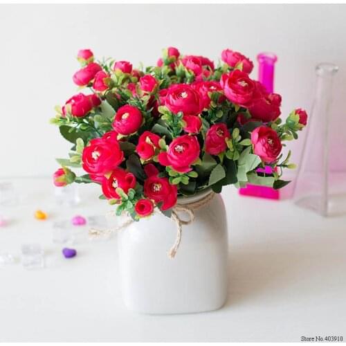 1Bouquet European Artificial Flower Spring Camellia Peony Rose Silk Flower Wedding Flower Arrangement Home Decorative 6 Colour