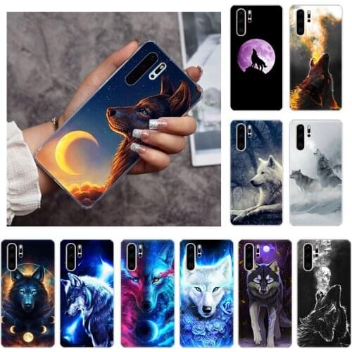 Moon Wolf Howling Art Silicone SOFT TPU Phone Case for Huawei Y9S Y7P Y8P P40 P30 P20 Y9A Y6P Nova5t Y8S Y7A Y5P P-SMart Z Cover