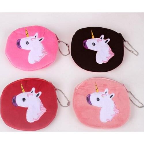 Sweet New 10cm , 4Colors Cartoon horse girls Coin wallet bag , plush Kids coin bag purses , ladys coin Pocket pouch bag