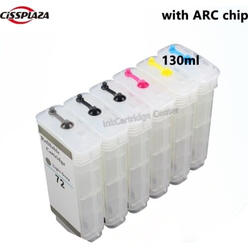 CISSPLAZA 130ml compatible for HP72 for designjet T610 T770 T790 T1100 T2300 T795 refillable ink cartridge CISS CIS