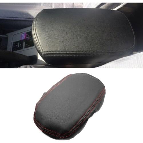 For Toyota Rav4 RAV 4 2006 - 2012 PU Leather with Sponge Car Interior Center Console Lid Armrest Box Cover Trim Black-red line