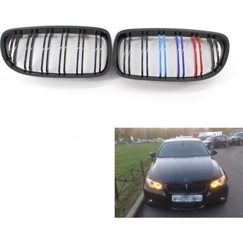 Gloss Black M-Color Double Slat Car Front Grille for BMW E90 09-11