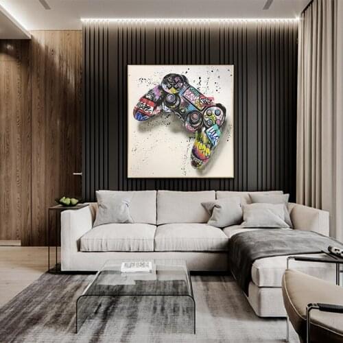 Graffiti Art Gamepad Oil Painting Art Poster Print Abstract on The Wall Modern High Definition Living Room Home Decoration