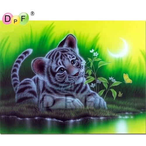Hot new DIY Diamond Mosaic tiger by the river Diamond Painting Cross Stitch Kits Diamond Embroidery Patterns Rhinestones decor