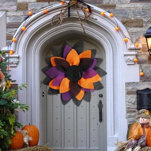 Halloween Wreath Simulation Spider Garland Artificial Wreath for Easter Party Indoor Outdoor Window Decoration