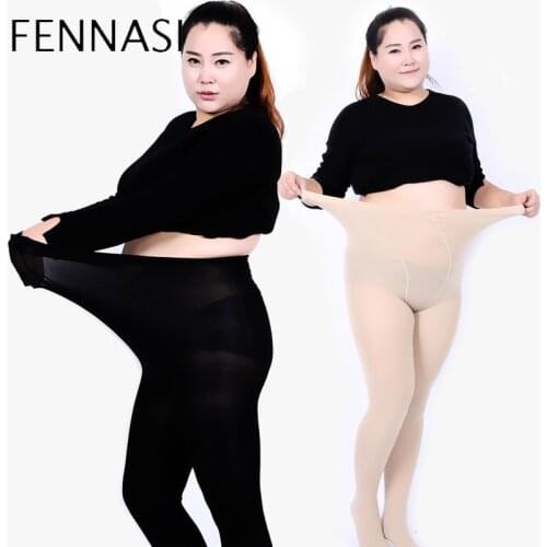 FENNASI Tights Women Spring And Autumn Thick Anti-Hook Stockings Base Socks Velvet Nylon Pantyhose Plus Fat Plus Size