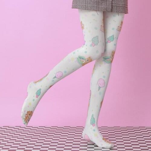 Cute Bear Ice Cream Printed Pantyhose