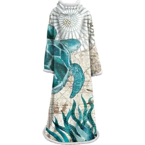 Ocean Series 3D Print Coral Yoga Sleeve Blanket Bedspread Air Conditioning Blanket Couch Quilt Cover Travel With Sleeve