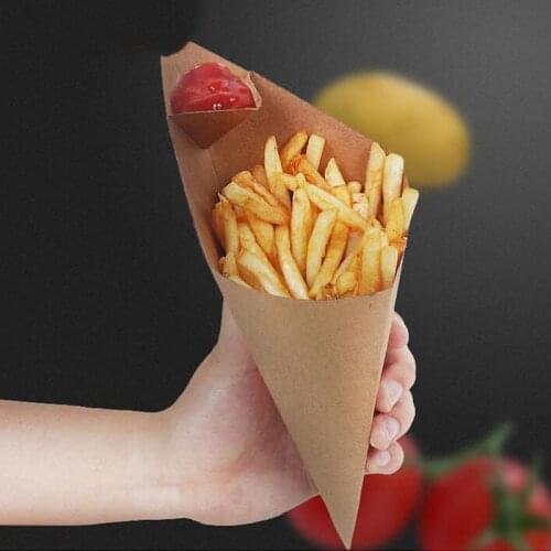 500pcs/lot French Fries Box Cone Chips Oil Proof Bag Chips Cup Party Take-out Disposable Food Paper Package ZA5186