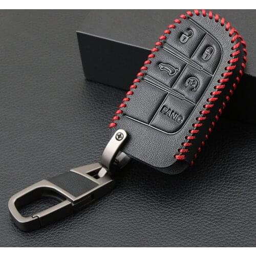 Leather Remote Smart Key Cover Fob Case Shell For Dodge Journey Charger for Jeep Renegade Grand Cherokee for Chrysler 200 300