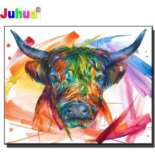 Colorful Highland Cow 5D DIY Diamond Painting Mosaic Cross Stitch Diamond Embroidery Animal Handicraft Crafts Wall Art
