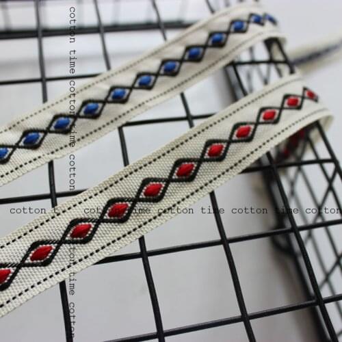 10yards/lot 2colors double side embroidery webbing 2cm wide ethinic emboried ribbon in vintage style accessory for bag garment