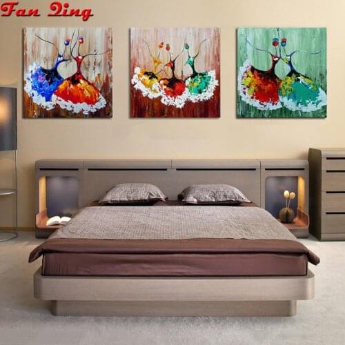 3pcs diy diamond painting Modern abstract ballet dancer full square round Rhinestone 3d Diamond embroidery mosaic cross stitch